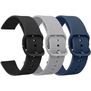 3pack Bracelets De Montres Silicone 20mm, Remplacement D&eacute;gagement Rapide Pour Femme Homme 20mm 22mm (20mm, Noir/Bleu Marine/Gris)[Let9130551] - Neuf