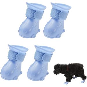 Jgd-4 Pi&egrave;ces Elastom&egrave;re Chaussures Chien Antid&eacute;rapantes, Bottes Et Chaussons Imperm&eacute;ables Pour Ext&eacute;rieur, R&eacute;glables, Largeur Du Pied 5,5cm - Neuf
