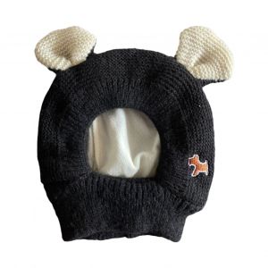 Chapeau D'hiver Pour Enfants, Casquette Tricotée Pour Animaux De Compagnie, Haute Élasticité, Garde Au Chaud, Couleur Unie, Décor D'oreille, Bonnet Pour Garçons Et Filles, Accessoire Photo, Couvre-Chef-Noir - Neuf