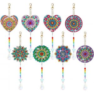 Ayuhr-Lot De 8 Kits De Peinture Diamant 5d Double Face Carillon À Vent Porte-Clés Pour La Maison Et Le Jardin - Neuf