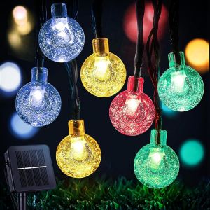 KAL-Guirlande Solaire Exterieur, 9M 60Leds Guirlande Lumineuse Exterieure, 8 Modes Ip65 Étanche Guirlande Lumineuse Exterieure Solaire Pour Jardin, Cour, Mariage, Fête, Décoration (Multicolore) - Neuf