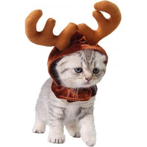 Costume De Chat De Noël Renne Avec Chapeau En Osier Pour Animal De Compagnie Pour Chat Et Petit Chien (S) - Neuf