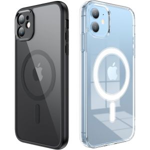 Maa-Magnétique Coque Pour Iphone 11 Compatible Avec Magsafe, [2 Pièces] Protection Antichoc Militaire Etui Anti Rayures Transparente Arrière Housse Case Pour Iphone 11(Noir Et Transparente) - Neuf