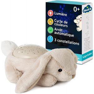 Cloud B Veilleuse Apaisante Projecteur D'&eacute;toiles | Luminosit&eacute; Douce | 3 Couleurs | 3 Constellations | Arr&ecirc;t Automatique | Veilleuse Peluche Lapin Twilight Buddies Bunny - Neuf