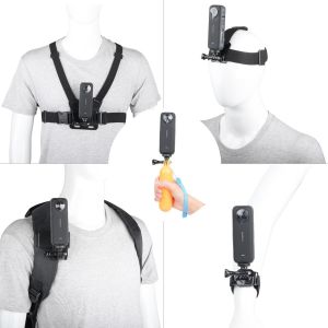 9 En 1 Kit Caméra D'Action,Pour Insta360 X5/X4/ X3/ Ace Pro, Harnais Telephone, Fixation Bandeau, Fixation Poignet,Clip De Sac À Dos, Support Flottant, Compatible Avec Gopro Hero, [GOP6250043] - Neuf