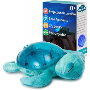 Veilleuse Projecteur Oc&eacute;an Avec 2 Bruits Blancs Et 2 Sons Apaisants | R&eacute;glages R&eacute;glables | Capteur De Cri | Tranquil Turtle U2013 Aqua (Rechargeable) - Neuf
