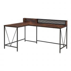 Bureau table poste de travail 165 x 110 x 90 cm noir effet noyer Helloshop26 03_0009054 - Neuf
