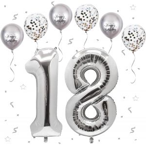 Ballon Anniversaire 18/81 Ans Argenté,101 CM Ballon Chiffre 18,Happy Birthday Decoration Ballons 18 Anniversaire Ballon,Décoration Ballon Numéro pour 18/81-Vole à l'Hélium - Neuf