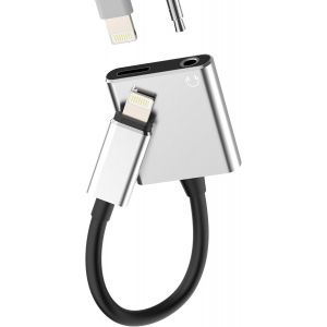 Thef-Lightning Vers Jack 3,5 Mm (2-En-1)Adaptateur Chargeur Écouteurs Pour Apple Pour Iphone 14 13 12 11 Pro Max Pour Ipad Mini Accessoires Auxiliaire Voiture Casque Dongle Câble Écouteur Aux Convert - Neuf