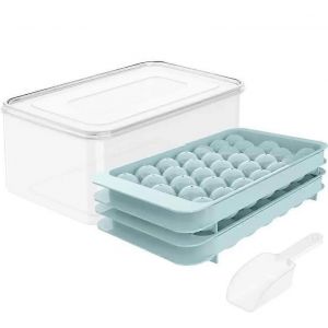 Ronde Ice Cube Tray Set Avec 66 Compartiments Et Bin - Neuf