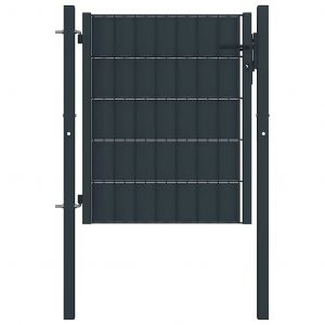 Prolenta Premium - Portail De Cl&ocirc;ture En Pvc Et Acier 100x101 Cm Anthracite - Neuf