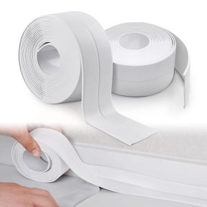 2 Rouleaux Auto-Adhésif de la Bande d'Étanchéité, Imperméable Bande d'Étanchéité pour Douche, Évier, Toilettes, salle de Bains (Blanc) - Neuf