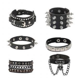 Punk Goth Clouté Spike Rivet Boucle Bracelet Manchette Bracelet Des Années 80 Cool Rock Style Réglable Party Favors Accessoires Bijoux - Neuf