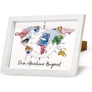 TZF-Cadre photo en forme de carte du monde, cadeau de voyage, cadeau de mariage, caisse de voyage, décoration de caisse de vacances, cadeau d'argent personnalisé pour couple de mariés, globe-trotters - Neuf