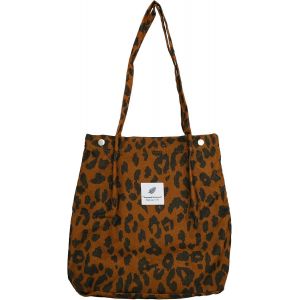 Sac Fourre Tout Femme en Velours C&ocirc;tel&eacute; avec Imprim&eacute; L&eacute;opard &iquest; Grand Tote Bag pour Femme,Sac Fourre Tout Pratique et Styl&eacute;,Sac L&eacute;opard pour le Travail et les Loisirs,Grand Sac &agrave; &Eacute;paule - Neuf
