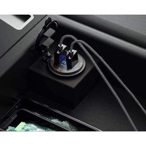 Chargeur de Voiture QC3.0 USB Double Port 9V32v36w LED Voltm&egrave;tre Num&eacute;rique Charge Rapide Voiture Moto SUV Bus Camion Caravane Marine (2PCS QC 3.0 USB) - Neuf