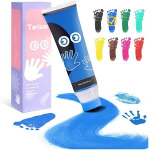 Kalanka-75ml Kit Empreinte Bébé, Encre Empreinte Bébé Avec Attachement Éponge, Non Toxique Empreinte Main Pied Bebe Pour La Peau,Nouveau-Nés Douche Cadeau Bebe Souvenir (Bleu) - Neuf