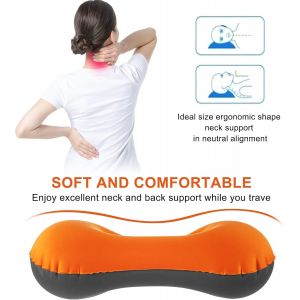 Oreiller De Camping Gonflable (Orange), Oreiller De Plage Ultraléger, Oreiller De Voyage Ergonomique Compact Et Compressible, Oreiller De Camping Pour Randonnée, Extérieur Et Bureau - Neuf