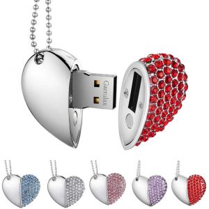 USB Stick, Premium Waterproof USB 2.0 Flash Drive, 8 GB/16 GB/32 GB USB Flash Drives Type Heart Diamond Data Storage High Speed Memory Stick Pendrive - Neuf