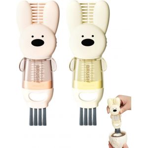 JGD-Lot de 2 brosses de nettoyage multifonctions 3 en 1 avec design de lapin, brosse de nettoyage pour bouteilles et tasses, outils de nettoyage portables pour couvercles de tasses - Neuf