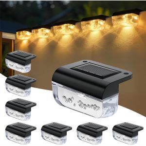 Lampe Solaire Exterieur,8 Pi&egrave;ces Lampe Solaire Led Ext&eacute;rieur Jardin,Lumi&egrave;res De Cl&ocirc;ture Solaire Etanche,Pour Escaliers,Marches,Cl&ocirc;tures,Cour,Terrasse,Blanc Chaud - Neuf
