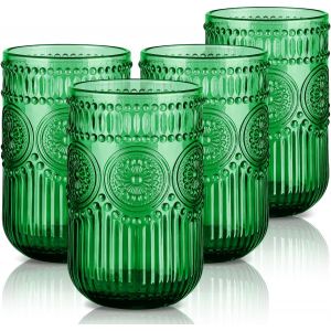 Lot De 4 Verres Tumblers Tournesol &iquest; Design Vintage &Eacute;l&eacute;gant - Neuf