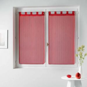 Voilage - Horizon - Rouge - 60 X 160 Cm - Rayures - Polyester - Neuf