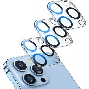 [Lot de 3 protecteurs d'objectif d'appareil photo pour iPhone 14 Pro 6,1"" et iPhone 14 Pro Max 6,7"", verre tremp&eacute; 9H, anti-rayures, compatible avec les coques, cercle nocturne, clart&eacute; HD sans - Neuf