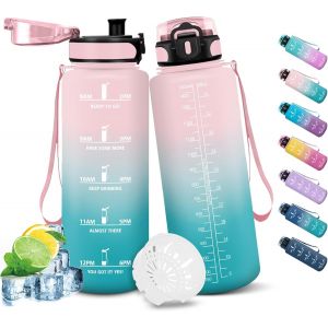 Eryi-Gourde Sport, 1500ml Étanche & Réutilisable, Bouteille, Motivation Avec Filtre Gourde, Bouteille D'eau, Gourdes Pour Gym, Ecole, Cyclisme, Plein Air, Sport - Neuf