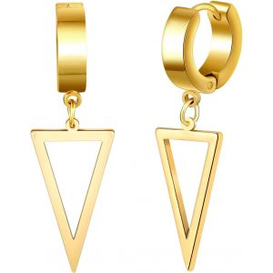 Trahoo-Hommes Boucles D'oreilles En Acier Inoxydable: Hip Hop Bagues D'oreilles Avec Pendentif De Triangle - Pendante D'oreille Géométrique Tendance - Bijoux Fantaisie Adolescent Décoration - Neuf
