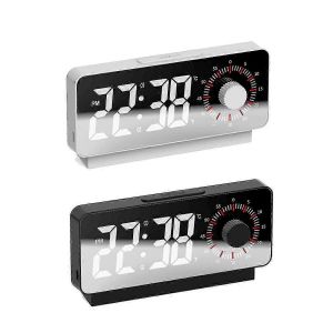 Réveil Réveil électronique numérique Horloge visuelle Horloge de température miroir avec fonction snooze - Neuf