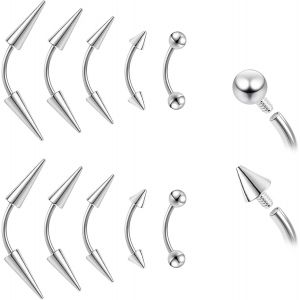 Nbgcm-Lot De 10 Piercings De Sourcil 16 G/18 G Avec Filetage Interne Incurvé Pour Labret, Lèvre, Tragus, Hélix, Oreilles, Rook, Nez - Neuf