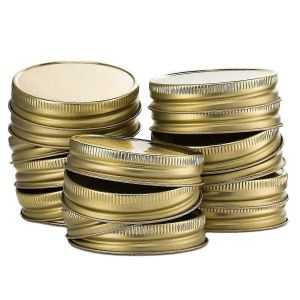 24 Paquets De Couvercles De Pots Mason Bouche R&eacute;guli&egrave;re &Eacute;tanche Bouchons Solides S&eacute;curis&eacute;s Mason (Or) -Suz - Neuf