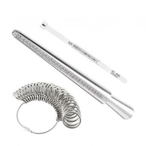 Outil de mesure de la taille des doigts en aluminium avec mandrin et jauge de taille, ruban a mesurer pour mesurer la taille des bagues - Neuf