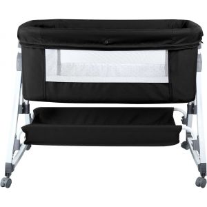 Lit Cododo B&eacute;b&eacute; Avec Matelas, Hauteur R&eacute;glable &Agrave; 6 Niveaux, Lit D'appoint Bebe Evolutif &Agrave; Roulettes, Lit De Voyage Pliable, Panier De Rangement, 0-2 Ans-80 * 40 * 100-115 Cm-Blanc Cass&eacute; - Neuf