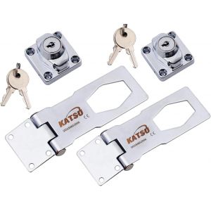 2PCs Moraillon de Verrouillage en Chrome Poli 4" 100mm Cadenas Moraillon Serrure &agrave; Cl&eacute; avec Cl&eacute;s et Vis Moraillon de Porte Loquet S&eacute;curit&eacute; pour Armoire Tiroir Placard - Neuf