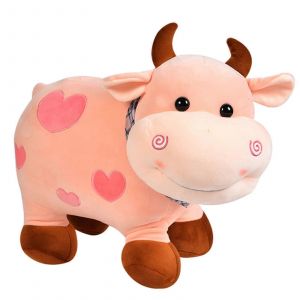 Peluche Vache Pour Poup&eacute;e, Jouet Pour Dormir, D&eacute;coration De Chambre &Agrave; Coucher, Cadeau Pour B&eacute;b&eacute;-Rose - Neuf