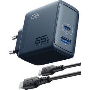 JGD-65W Chargeur USB C,GaN &iquest; Tech 2-Port USB C-USB A Chargeur Rapide avec, Compact Gain de Place, pour MacBook iPad Pro/Air, iPhone 15 14 13 Pro Max, Galaxy S23 ect.&iquest;Jaune&iquest; - Neuf