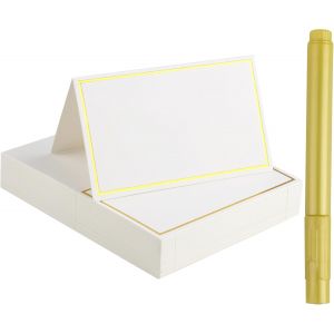 MEVRONISSHOP-100 Pi&egrave;ces Marque Place, Porte Nom Table Vierges avec 1 Stylo Marqueur, Marque Place Anniversaire pour Mariage, Communion, Anniversaire, Festival, F&ecirc;te, Bapt&ecirc;me - Neuf