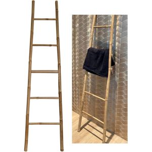 Porte Serviettes Echelle 5 Niveaux Bambou, 45X20X172Cm, Design Moderne, Installation Facile, Résistant À L'Humidité, Support Douche Salle De Bain Maison Intérieur[RAC62406315] - Neuf