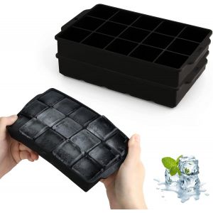 Kal-Moule À Glaçons, 2 Pièces De 15 Compartiments Bac À Glaçons En Silicone, Glçons Carrés 3,5 Cm Pour Cocktails, Whisky, Vin, Fruits, Purées De Fruits, Glaces - Neuf