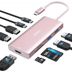 Hub USB C pour MacBook,adaptateur Mac multiport 9 en 1 avec HDMI 4K 60 Hz,100 W PD,fente pour carte SD TF,port de données 4USB et USB-C,dongle de type C pour iPad,Surface,HP - Neuf