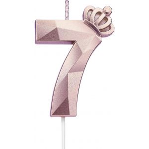 Chenquansarl-Bougie Numéro 7, Grande Bougie D'anniversaire De 7.6 Cm Avec Couronne 3d Exqu Conçue Pour Décorations De Gâteau Pour Anniversaire De Mariage, Réunions D'anniversaire, Décoration De Fête - Neuf