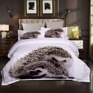 Parure De Lit Motif Hérisson, Housse De Couette Imprimée En 3d Avec Taies D'oreiller, Pour Lit Double Ou King Size - Neuf