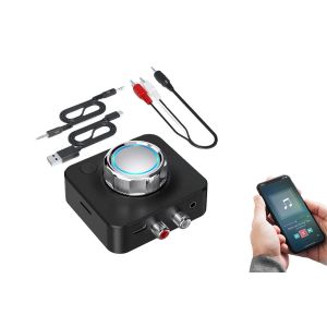 Adaptateur r&eacute;cepteur audio Bluetooth 5.0 pour cha&icirc;ne hi-fi domestique avec prise en charge des cartes TF et connexion &agrave; deux appareils - Neuf