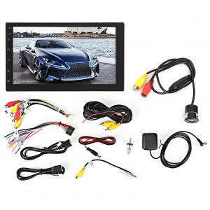 Autoradio 7 pouces, WiFi, MP5, 1 Go + 16 Go, GPS, BT, FM, stereo, pour Android 8.1, avec 8 LED, camera etanche, compatible avec Toyota Corolla - Neuf