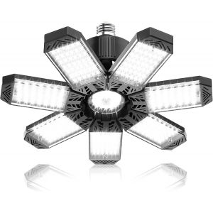 Kal-200w Éclairage Led Garage - 20000lm Puissant Plafonnier Led Garage À 7 Panneaux Ajustables, 6500k Lampe Garage E26 / E27 Plafonnier Led Pour Garages, Entrepôt, Cave, Atelier - Neuf