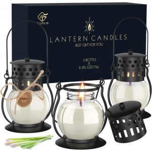Bougies à la Citronnelle, 3 bougies d'extérieur anti-moustiques en cire de soja naturelle, décoration rétro et cadeau pour femme - Neuf