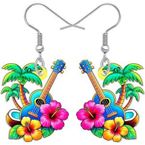 Kal-Boucles D'oreilles De Plage En Acrylique -Pour L'été -Hawaïen -Pour Femme Et Fille -Cadeau D'été Pour Les Amateurs De Plage -Palmier Tropical -Noix De Coco -Océan - Neuf