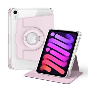 &Eacute;tui En Cuir Acrylique Transparent 360&deg; D&eacute;tachable Pour Ipad Mini 6 / Mini 2024 - Rose - Neuf